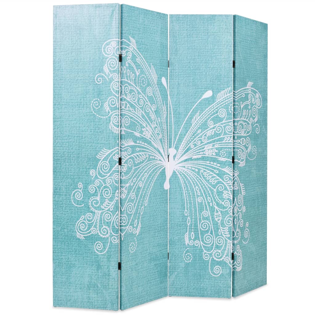 Folding Room Divider 160x170 cm Butterfly Blue